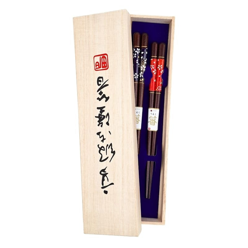 Japanisches Essstäbchen-Set Rot & Blau