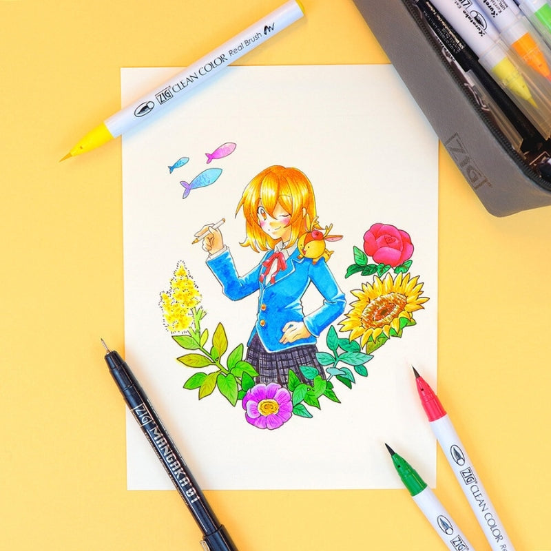 Japanisches Federmäppchen und Filzstifte-Set