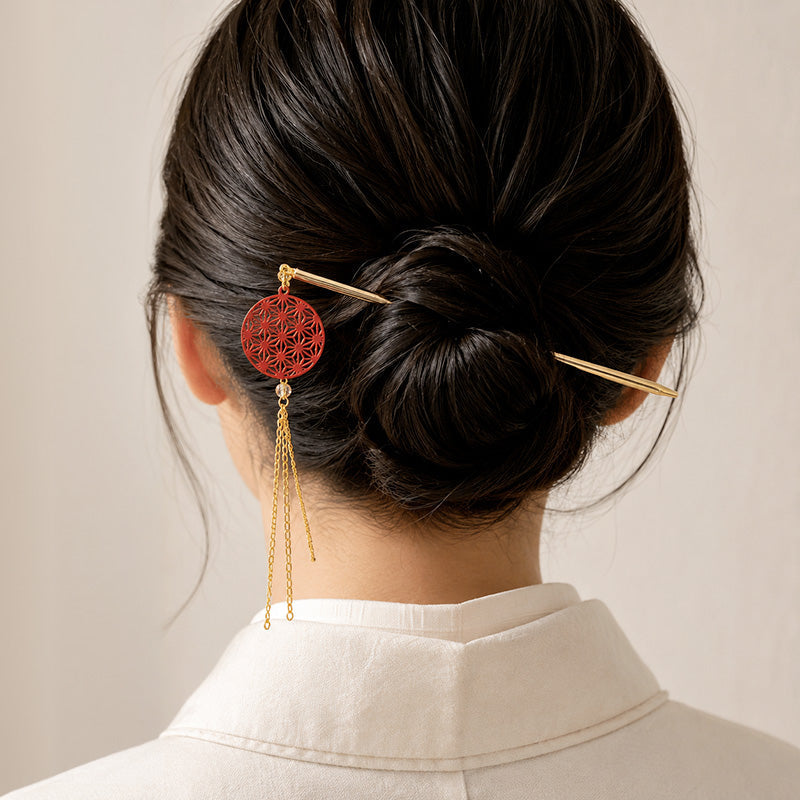 Japanisches Kanzashi - Asanoha Rot