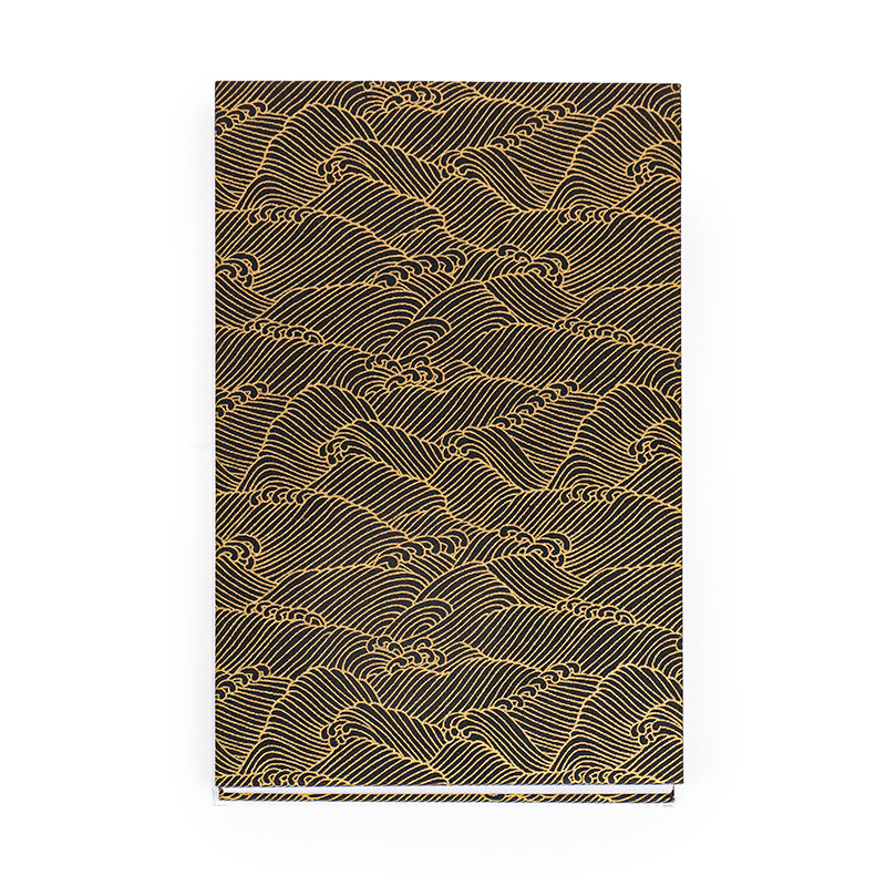 Japanisches Notizbuch Goshuin Mino Washi Schwarz Wellen