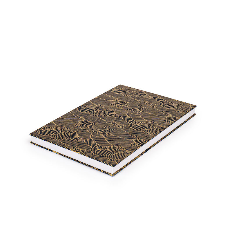 Japanisches Notizbuch Goshuin Mino Washi Schwarz Wellen