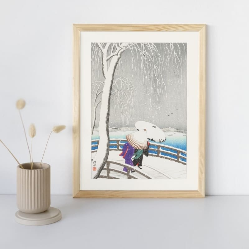 Japanisches Poster Brücke Im Schnee A3