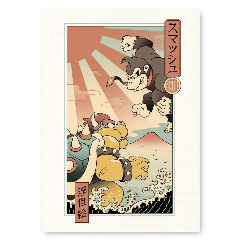 Japanisches Poster Ukiyo-e Kaiju Smash A3