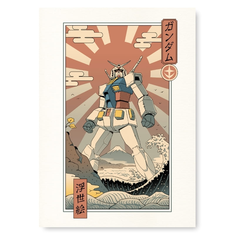 Japanisches Poster Ukiyo-e Mecha & Fuji A3