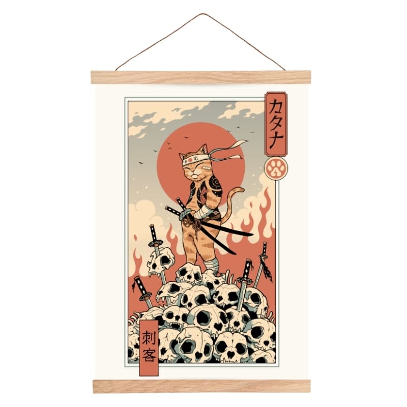 Japanisches Poster Ukiyo-e Neko Auftragsmörder A3
