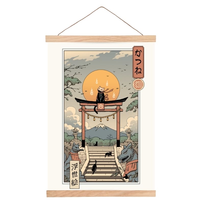 Japanisches Poster Ukiyo-e Neko Inari A3
