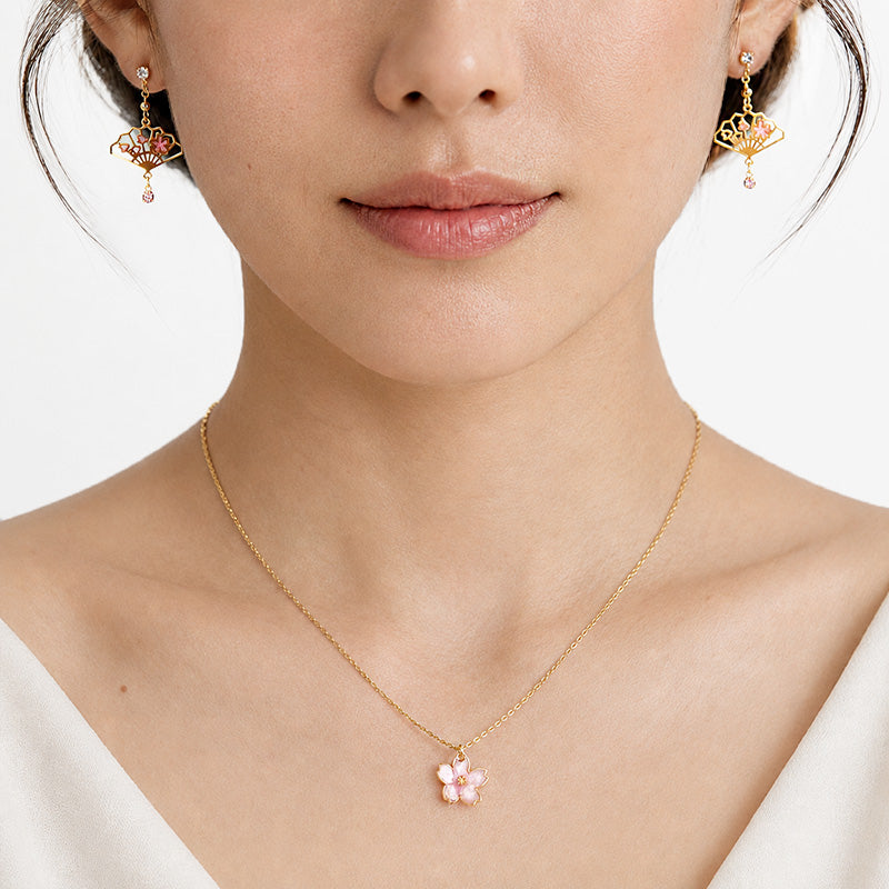 Japanisches Schmuckset Ohrringe & Halskette - Hanami