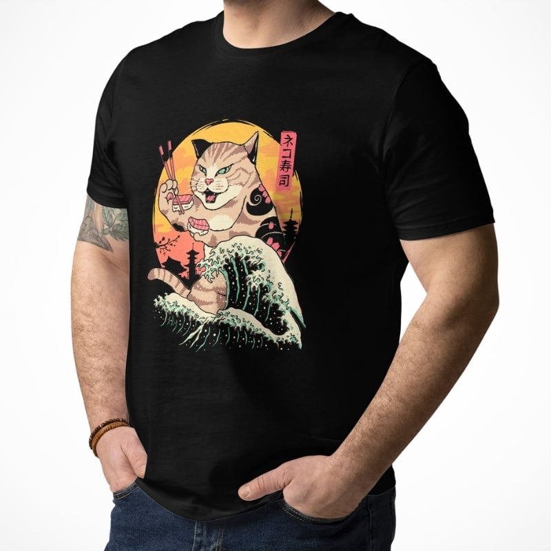 Japanisches T-Shirt Kaiju Neko Sushi