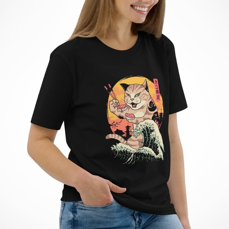 Japanisches T-Shirt Kaiju Neko Sushi