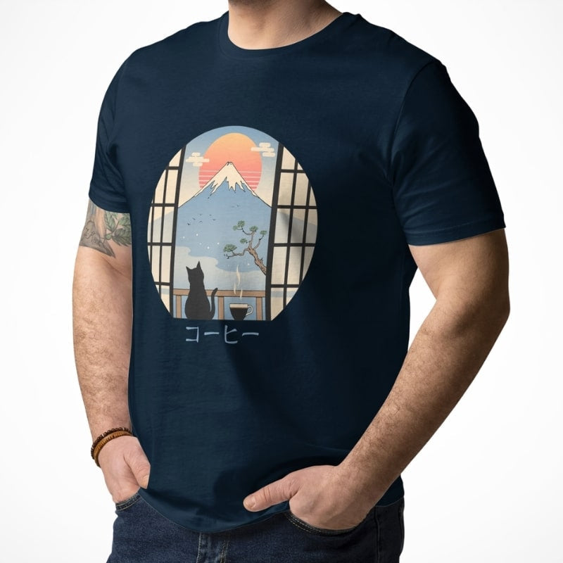 Japanisches T-Shirt Katze & Mount Fuji