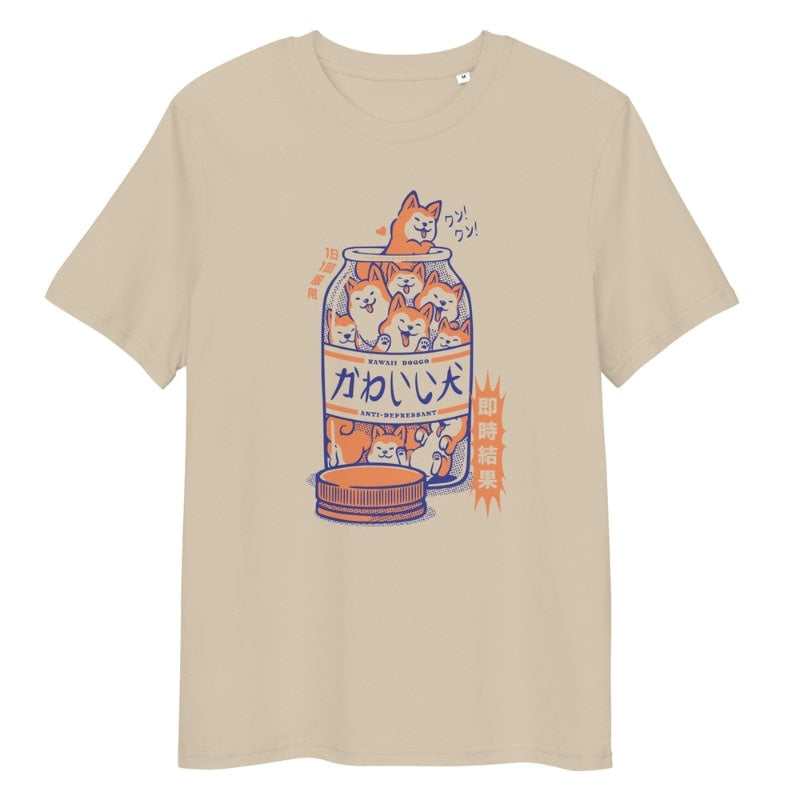 Japanisches T-Shirt - Shiba Anti-Depression S / Beige