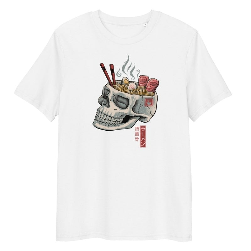 Japanisches T-Shirt Skull Ramen S / Weiß