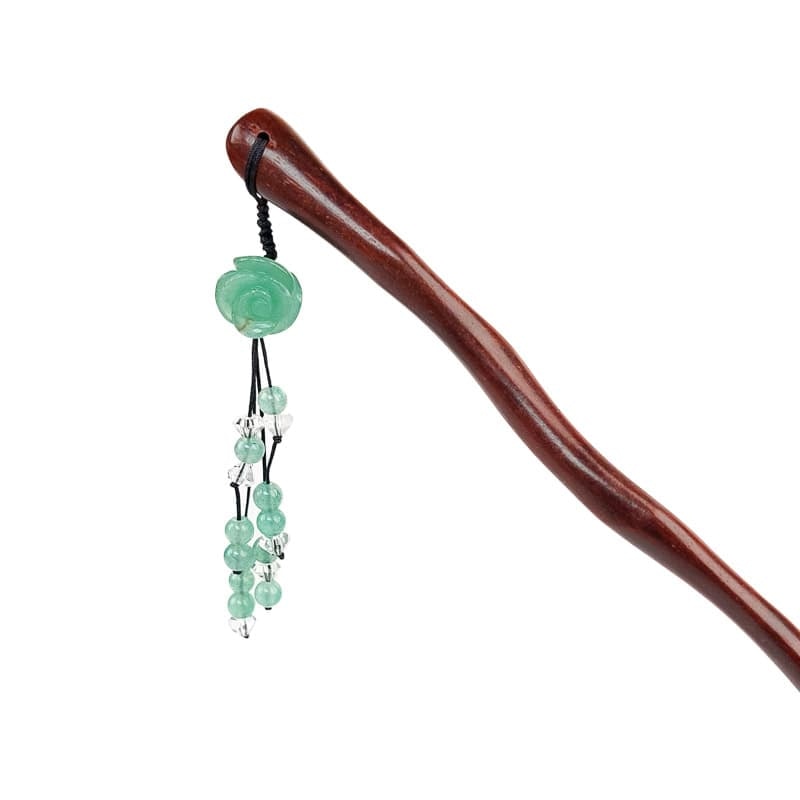 Kanzashi aus Holz Türkisfarbene Blume
