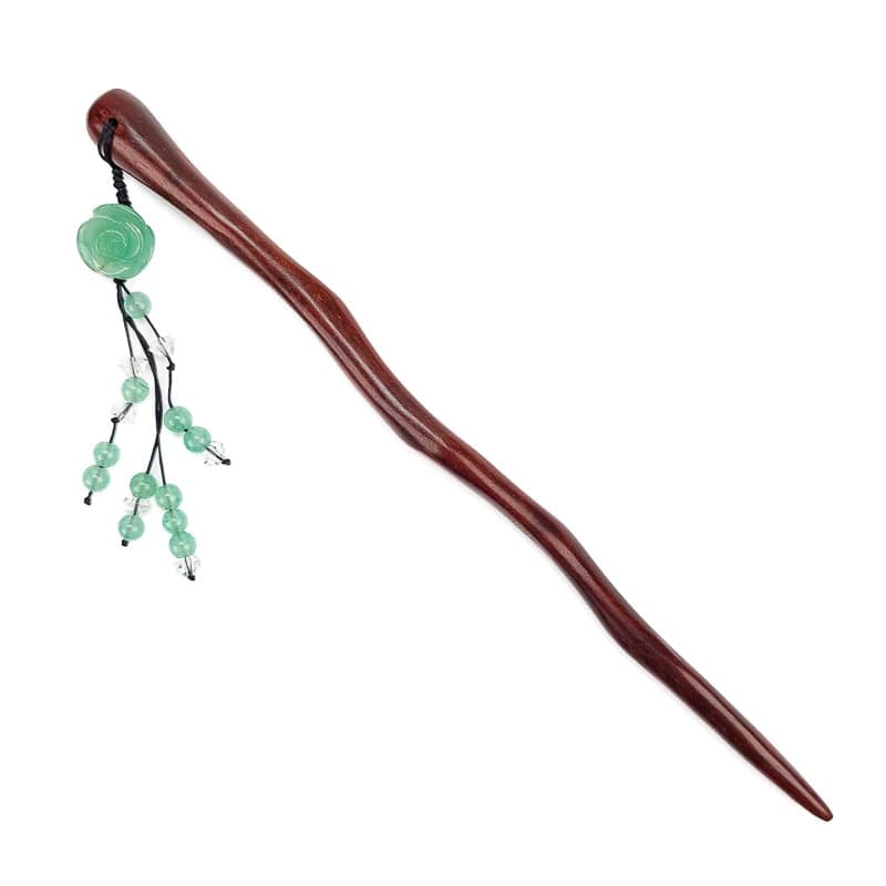 Kanzashi aus Holz Türkisfarbene Blume