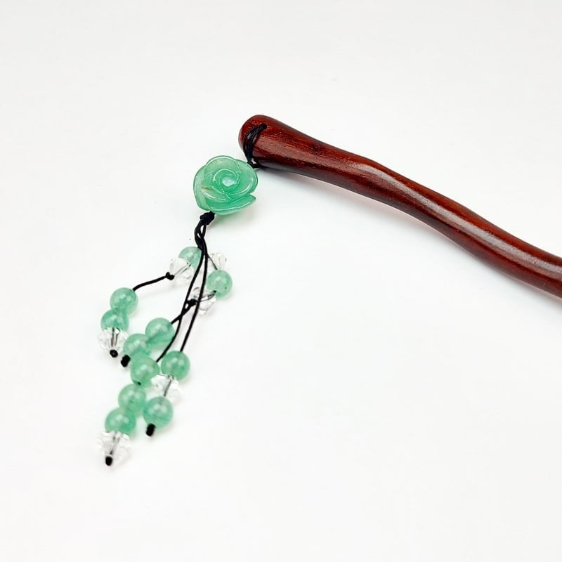 Kanzashi aus Holz Türkisfarbene Blume