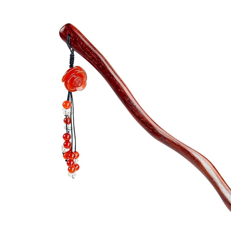 Kanzashi Haarnadel - Rote Blume