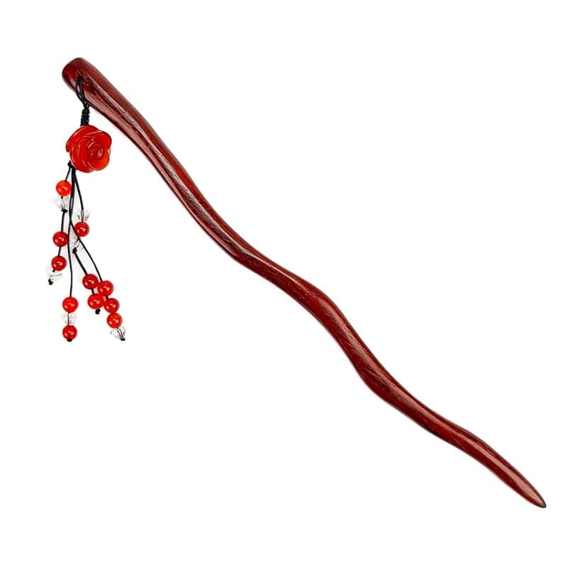 Kanzashi Haarnadel - Rote Blume