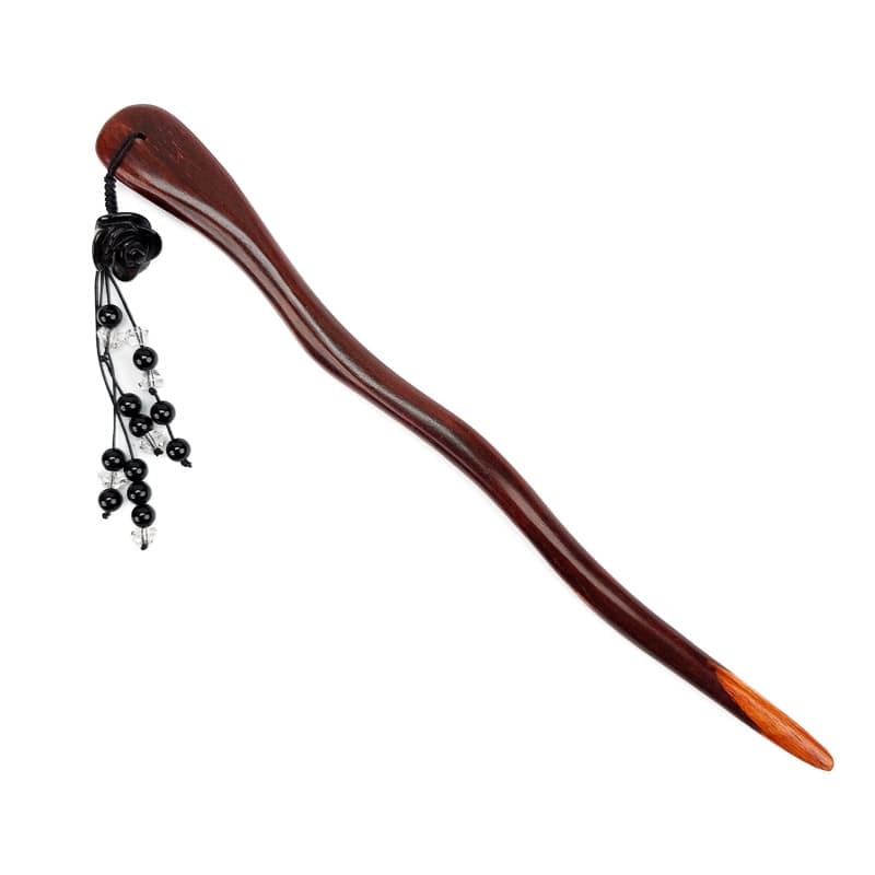 Kanzashi Haarschmuck - Schwarze Blume