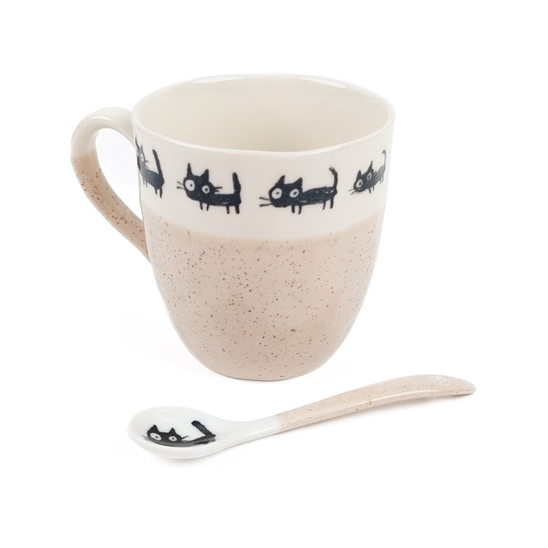 Katzen Kaffeelöffel - Beige