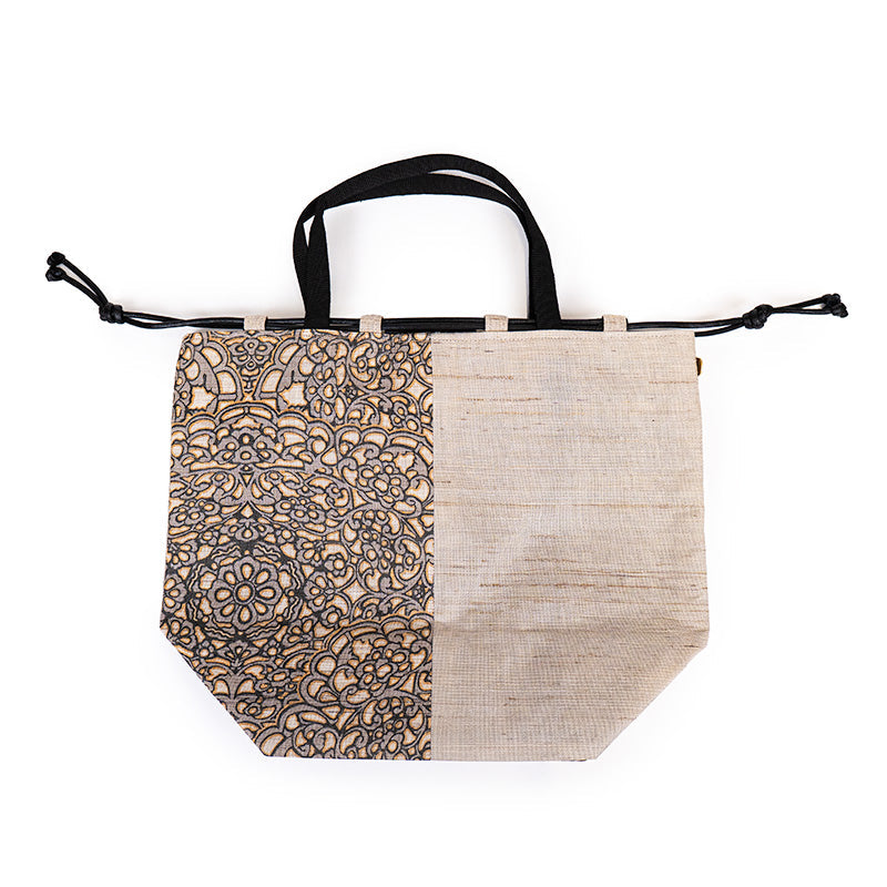 Kinchaku-Tasche Japanisch aus Handgewebtem Leinen Hōsōge