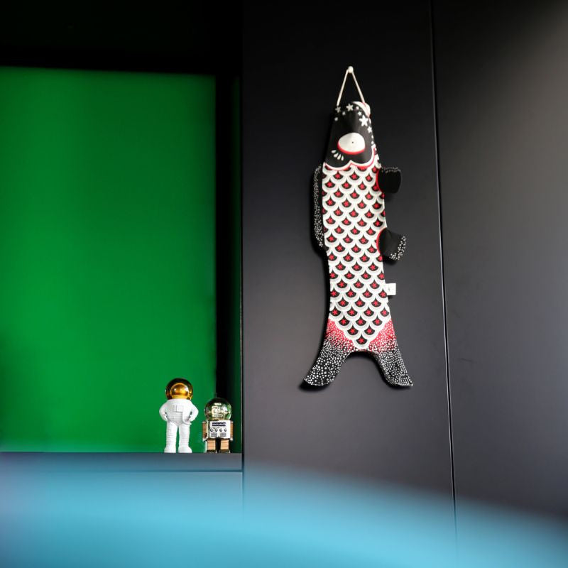Koinobori Traditionell Schwarz & Weiß (S)