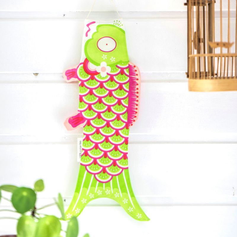 Koinobori Grün & Rosa Mini
