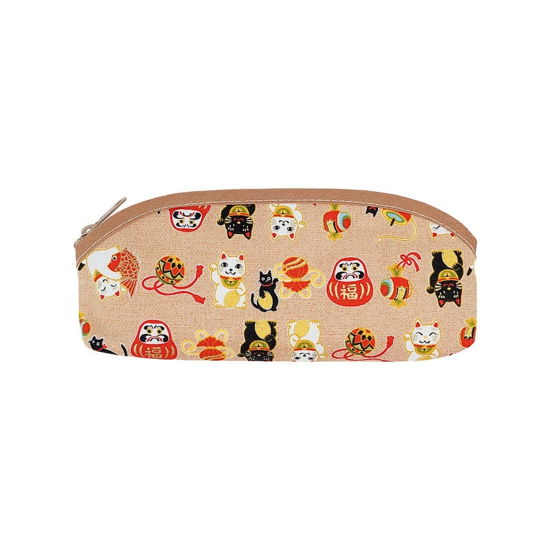 Kosmetiktasche Baumwolle - japanischem Motiv Beige