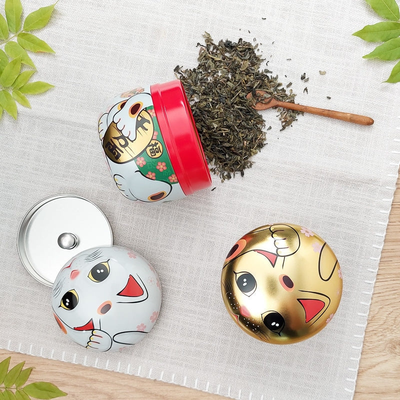 Lot 2 Teedosen aus Metall Maneki Neko