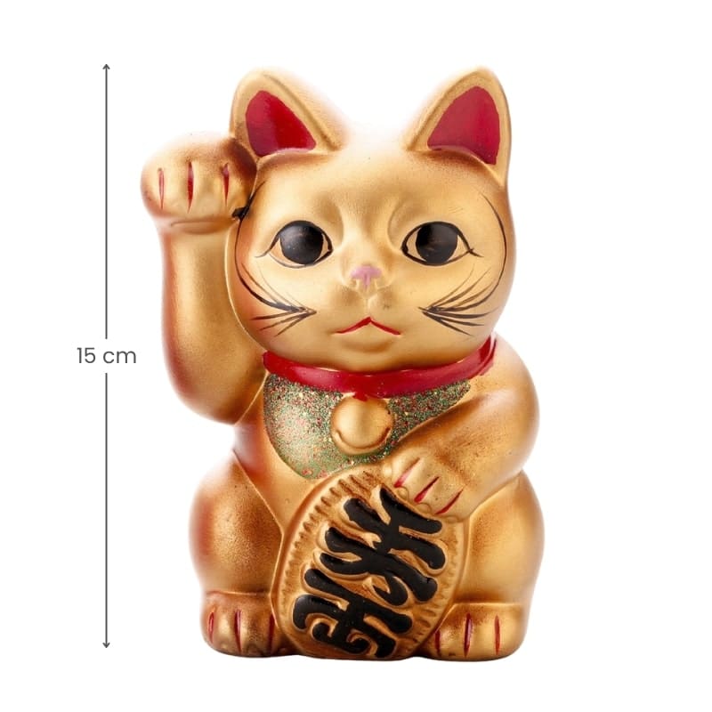 Maneki Neko Keramik Gold - 15 cm