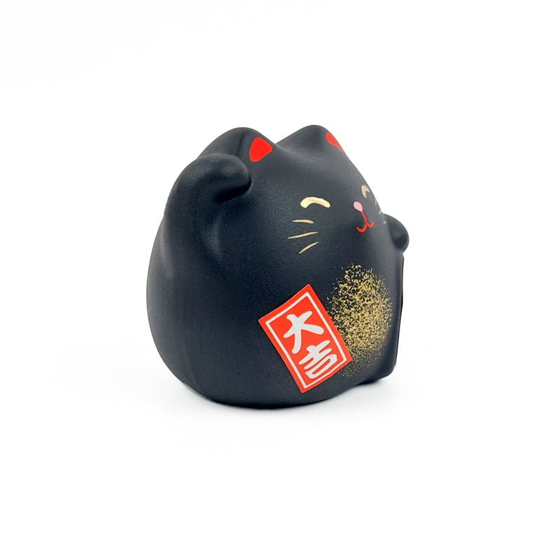 Maneki Neko Rund Schwarz