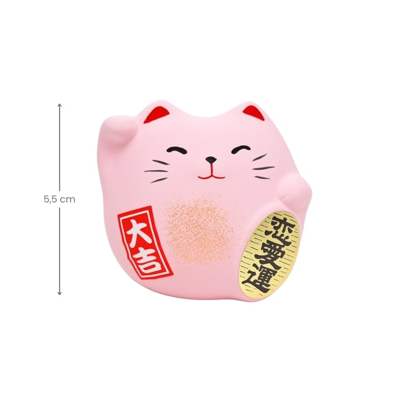 Maneki Neko Rund Rosa
