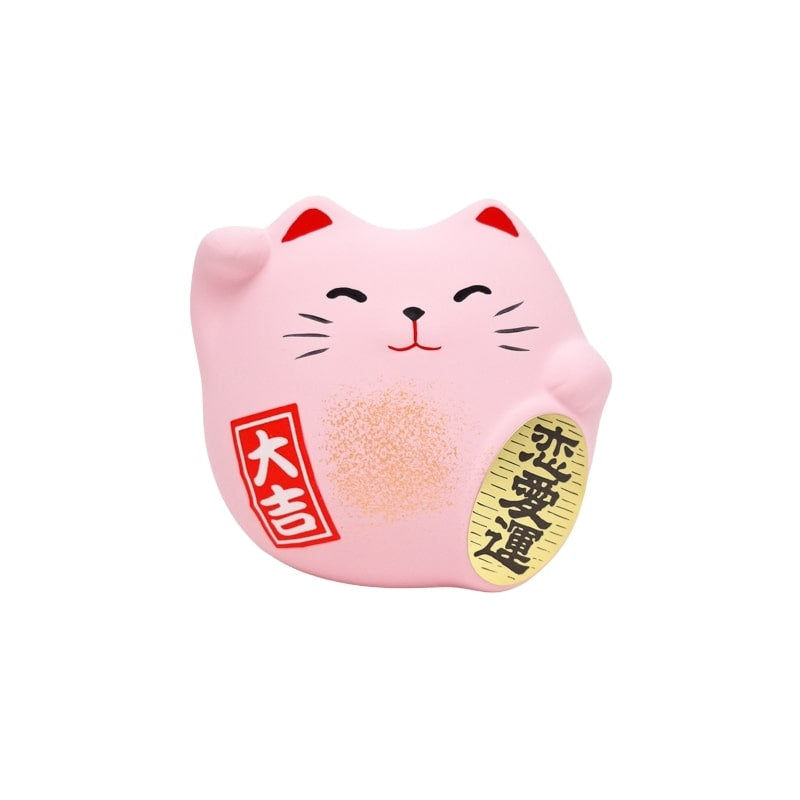 Maneki Neko Rund Rosa