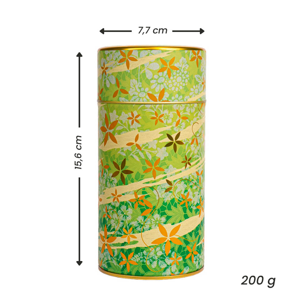 Metall-Teedose - Blumenmuster Grün