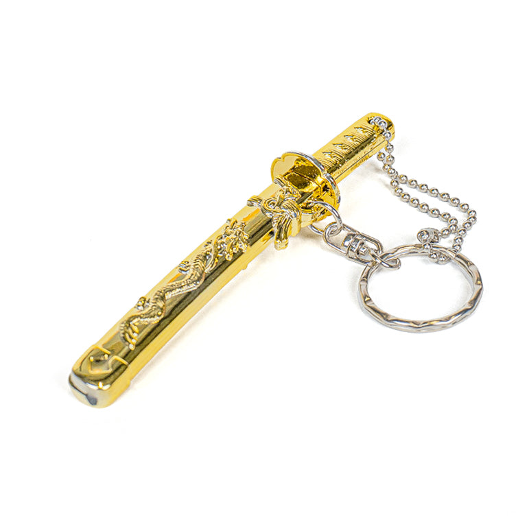 Mini-Katana Schlüsselanhänger - Goldener Drache
