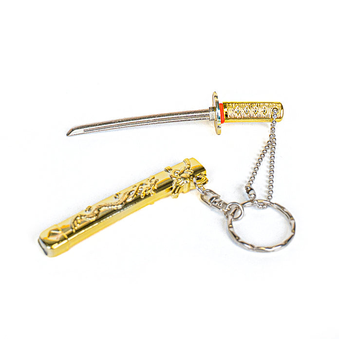 Mini-Katana Schlüsselanhänger - Goldener Drache