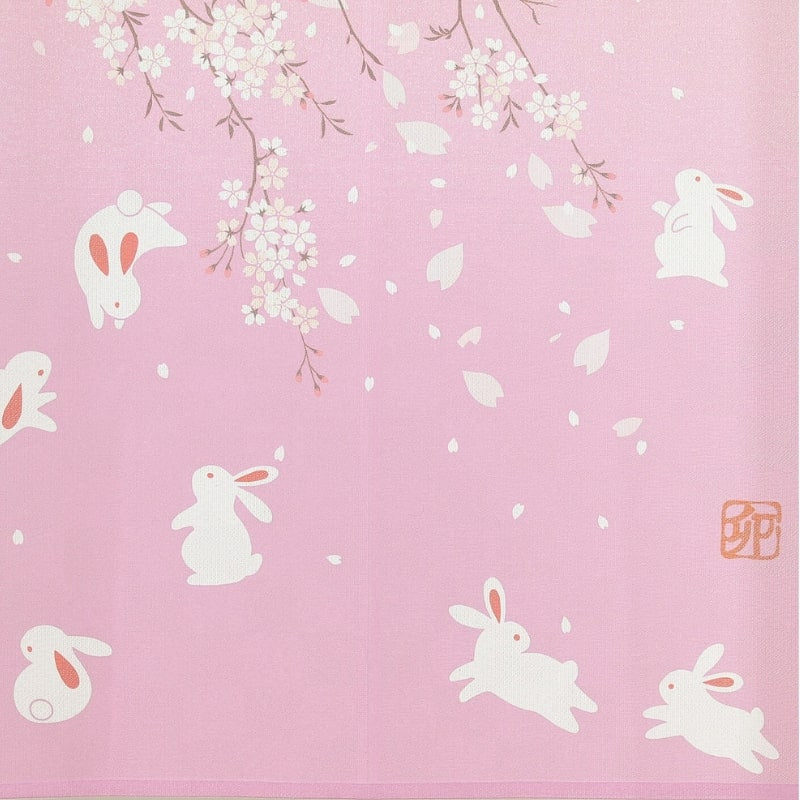 Japanische Noren Sakura Usagi - 85 x 150 cm