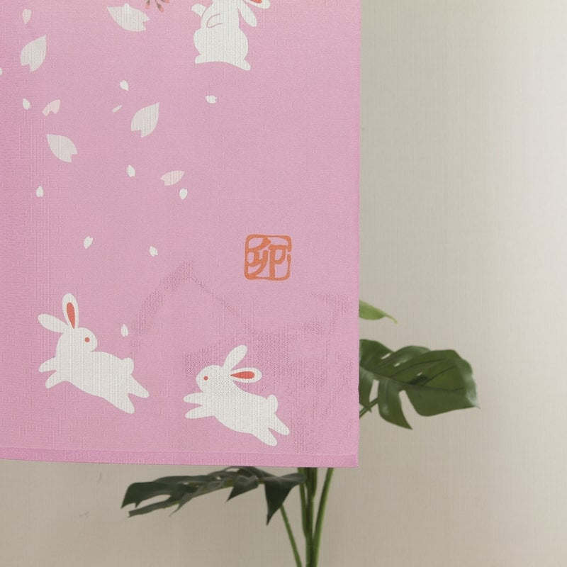 Japanische Noren Sakura Usagi - 85 x 150 cm