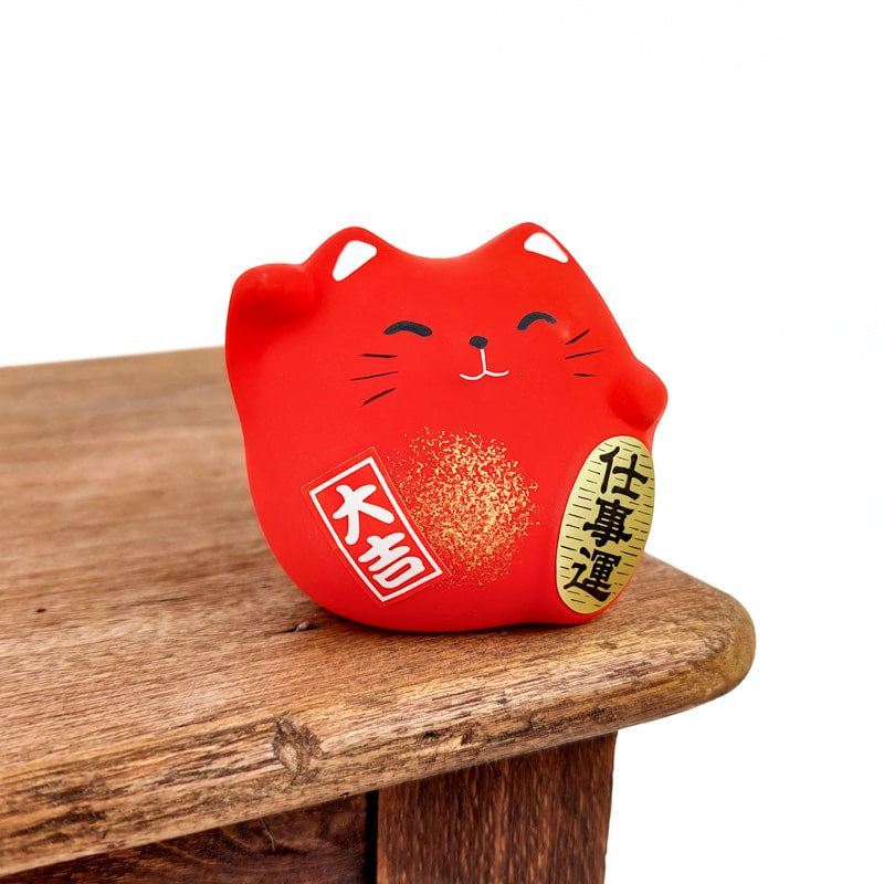 Rote Runde Maneki Neko Glückskatze