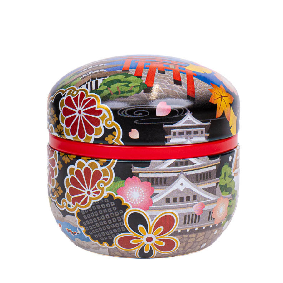 Runde Japanische Metall-Teedose - Meisho-e