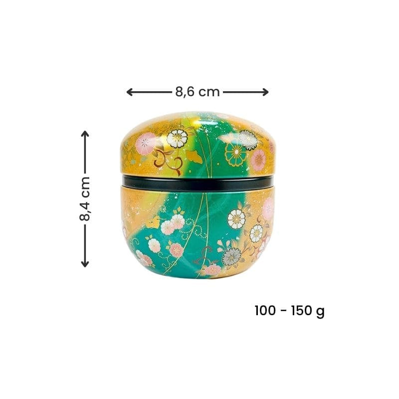 Runde Teedose In Gold Und Grün