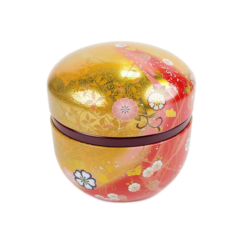 Runde Teedose In Gold Und Rot