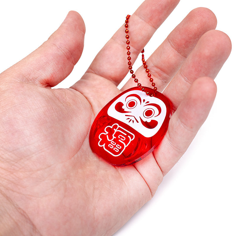 Schlüsselanhänger - Fluoreszierender Roter Daruma