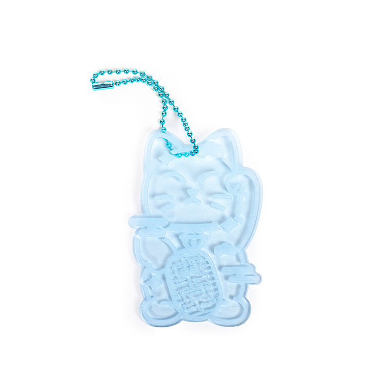Schlüsselanhänger - Neon Blaue Maneki-Neko-Katze