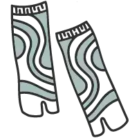 Schwarz-weiße Leggings mit abstraktem Muster.