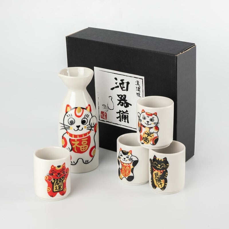 Sake-Set Maneki Neko