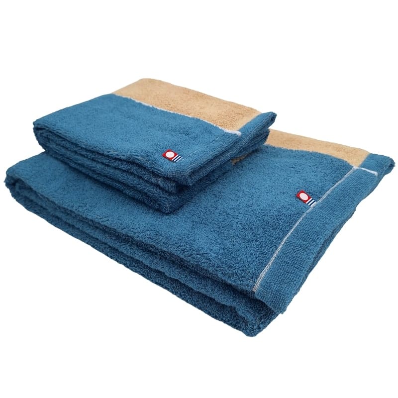 Serviette Visage Imabari Bicolore Bleu
