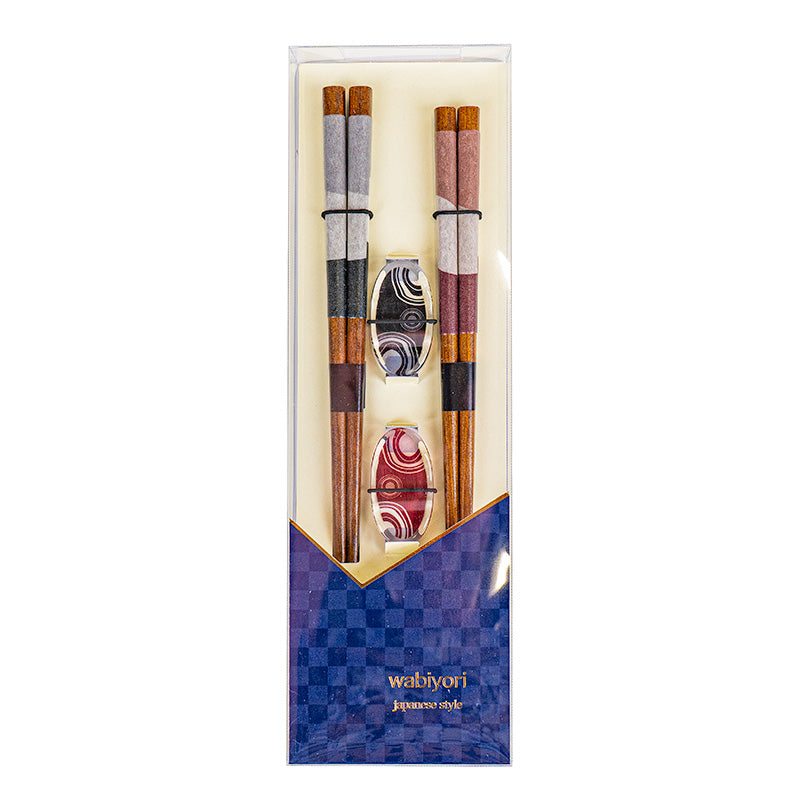 Set aus japanischen Uzumaki-Essstäbchen & Halter