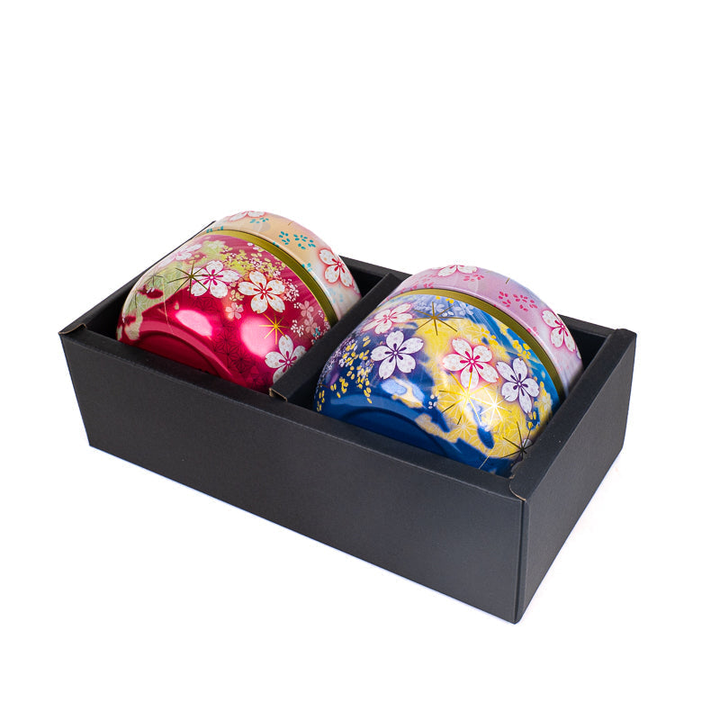 Set aus Zwei Metall-Teedosen - Blumen