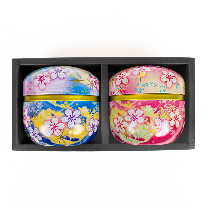 Set aus Zwei Metall-Teedosen - Blumen