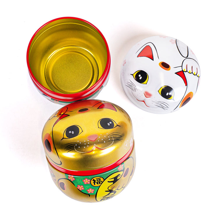 Set aus Zwei Metall-Teedosen - Maneki Neko